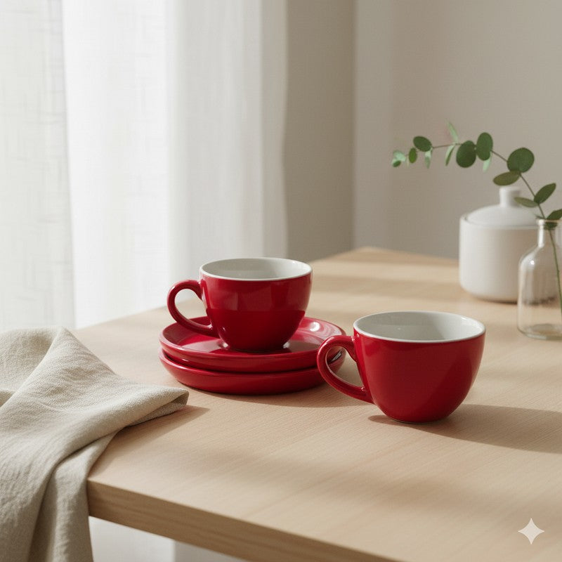 Mystic Brew Cup & Saucer (100 Ml) - Four Piece Set