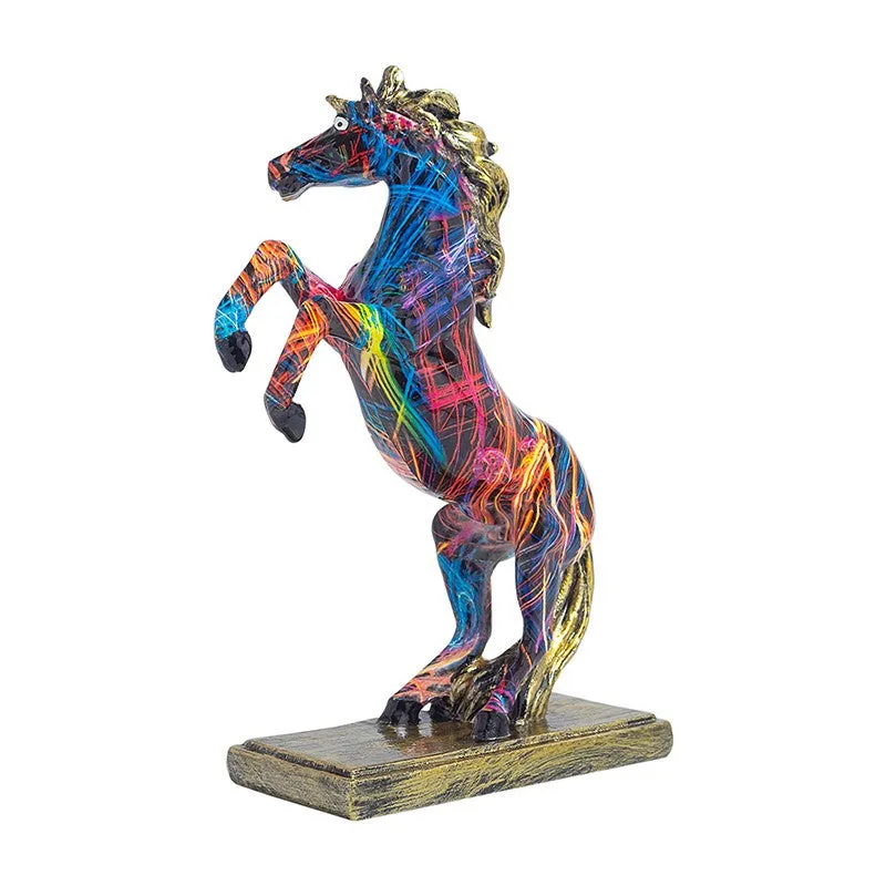 Colorful Rearing Horse Showpiece - Multicolor media 7