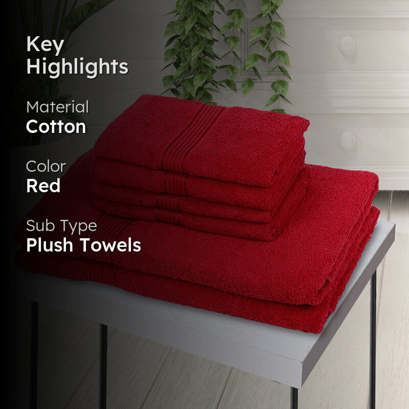 Eva Quick Dry Towel Combo (Red) - Six Piece Set media 2