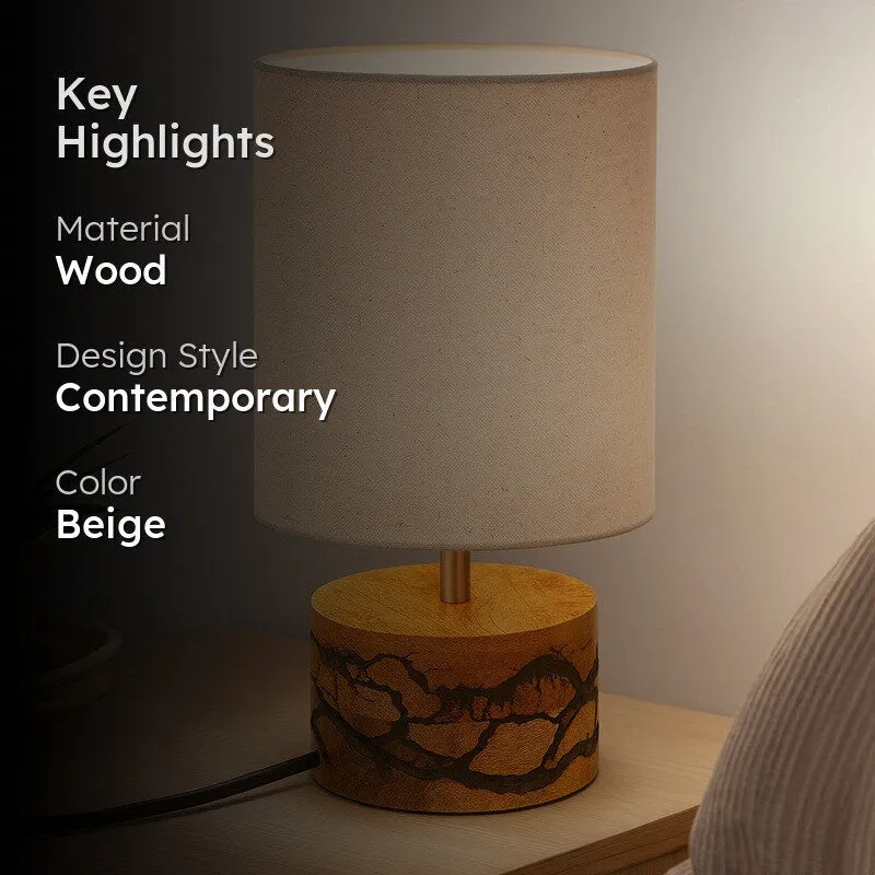 LineaLight Simple Modern Wooden Table Lamp - bEIGE,Brown media 2