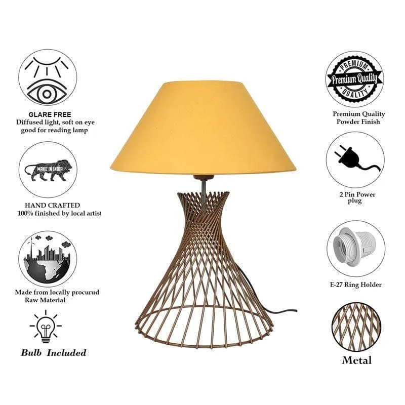 Spiral Affairs Fabric Table Lamp - Yellow,Gold media 6