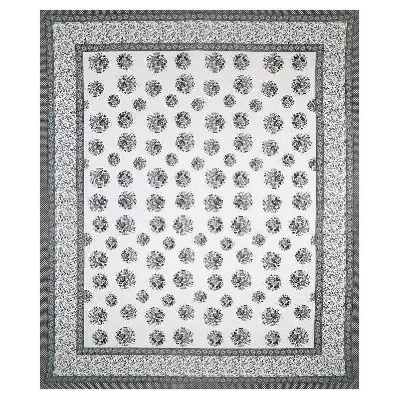 Bhuja Floral Cotton Bedsheet (Grey) - 144 TC media 5