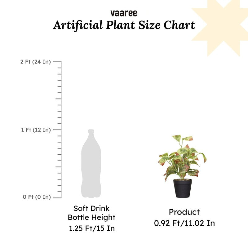 Artificial Aglaonema Star Plant With Black Fiber Pot (Light Pink) - 0.9 Feet media 7