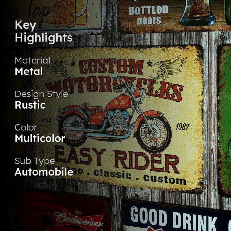 Easy Rider Custom Motorcycles Retro Metal Wall Accent media 2