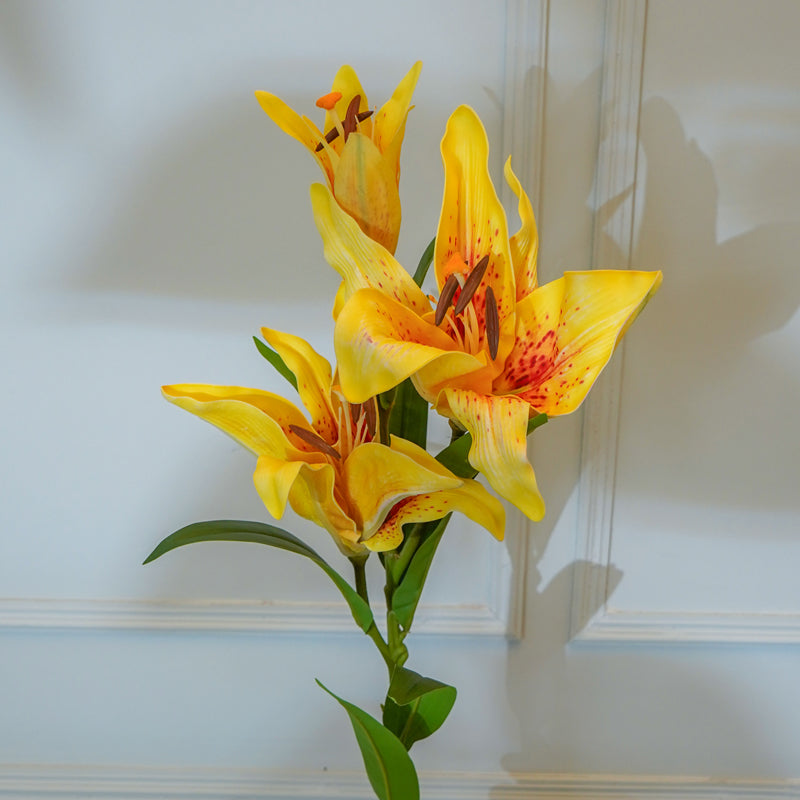 Faux Foam Lily Flower Stick (Yellow) - 35 CM media 3