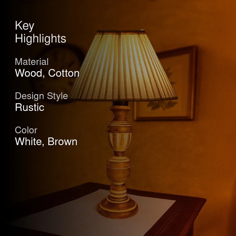 Zenrae Pleatro Wooden Table Lamp - White media 2