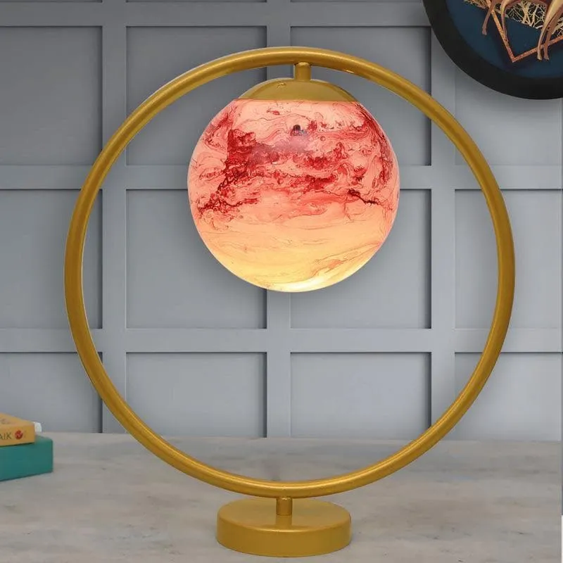 Naomi Marble Table Lamp - Red,Gold media 1