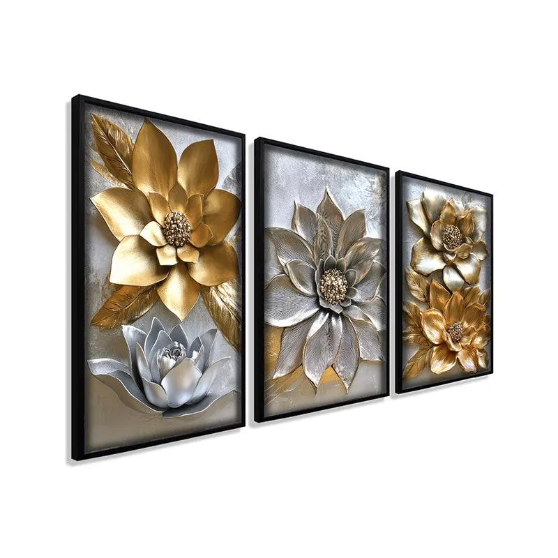 Moonlit Petals Wall Art With Frame - Set Of Three media 5