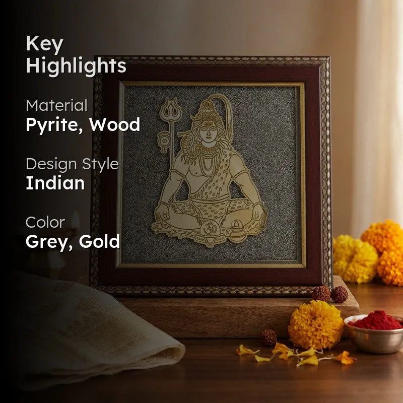 Lord Shiva Pyrite & Wood Wall Art media 2