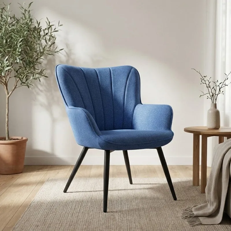 Serenza Neem Wood Accent Chair - Blue media 1
