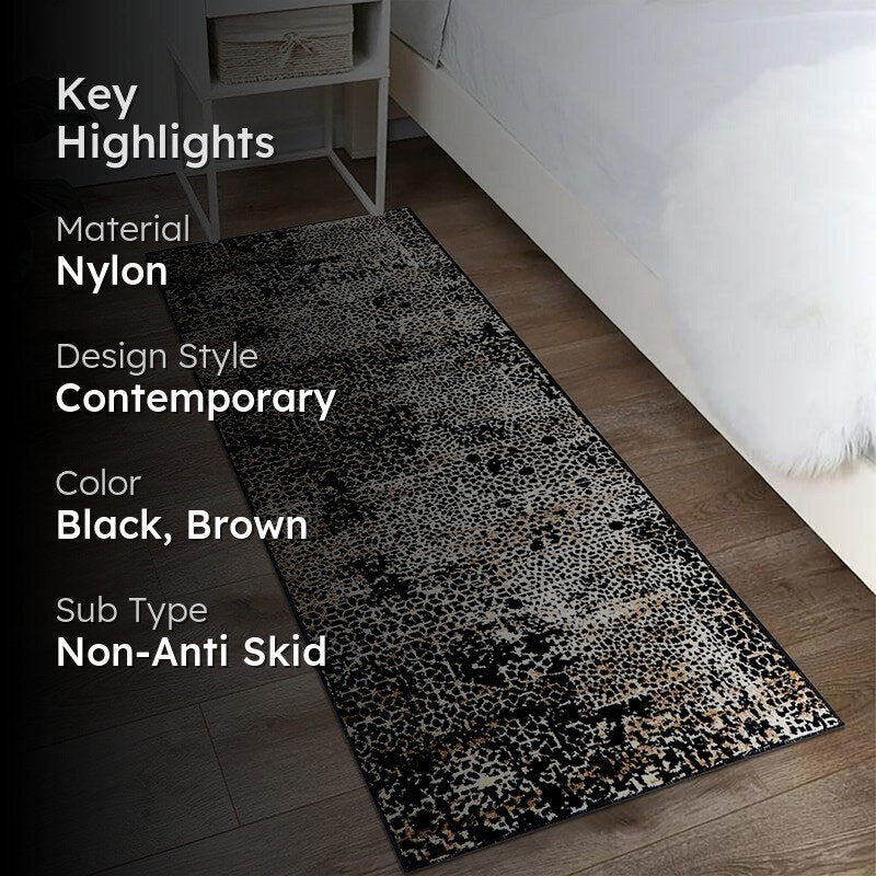 Alda Non-Anti Skid Nylon Runner Rug - Black & Brown image 2