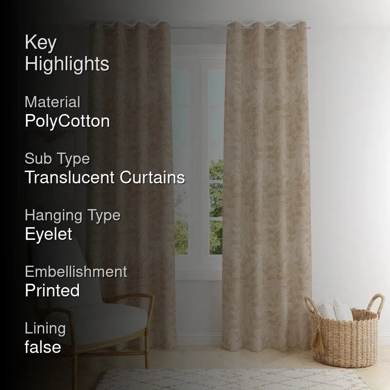 Noor Jacquard Single Curtain (Beige) media 2