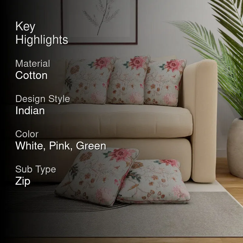Floral Serenity Cotton Cushion Covers - Set Of Five media 2