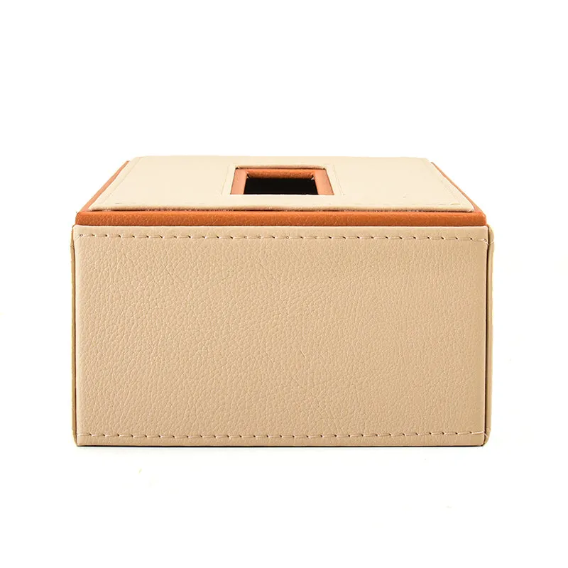 Tisca Edge Faux Leather Tissue Box - Beige media 6