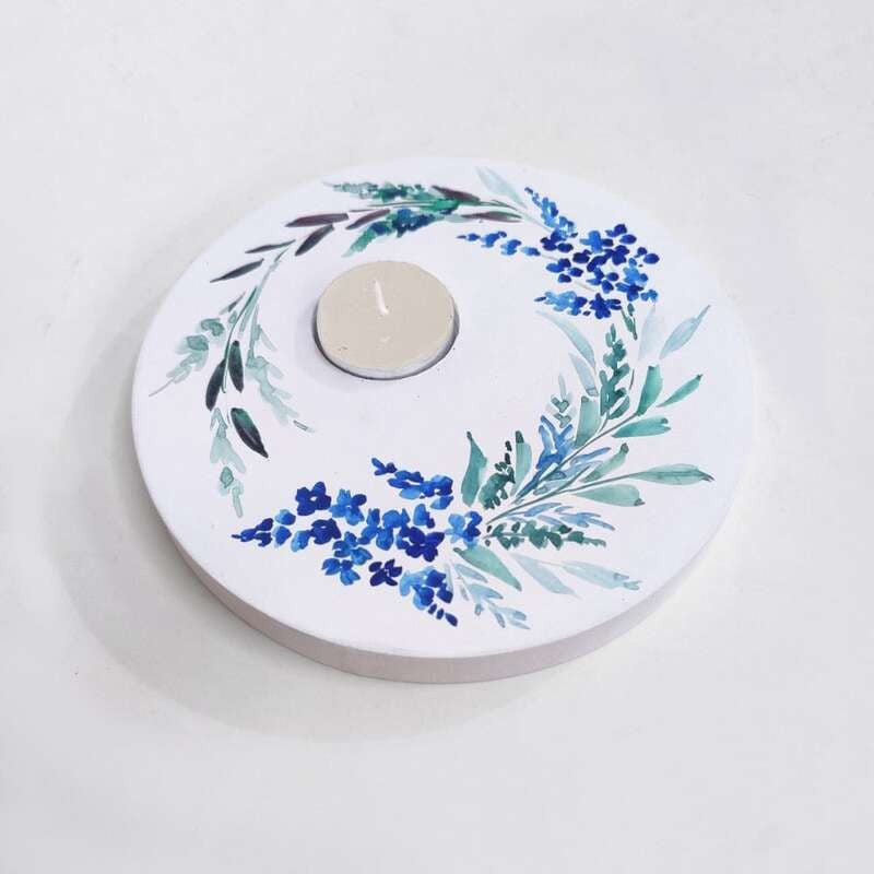 Lavenda Flora Handpainted Tealight Candle Holder