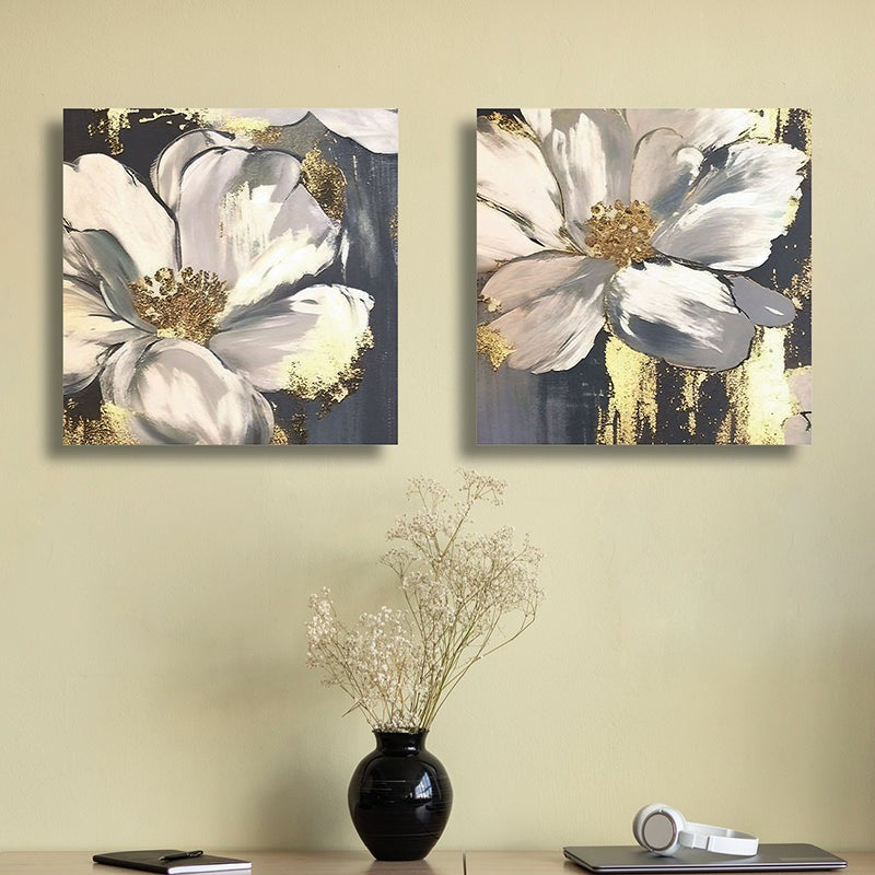 Strokes Of Daisy Canvas Wall Art - Set Of Two