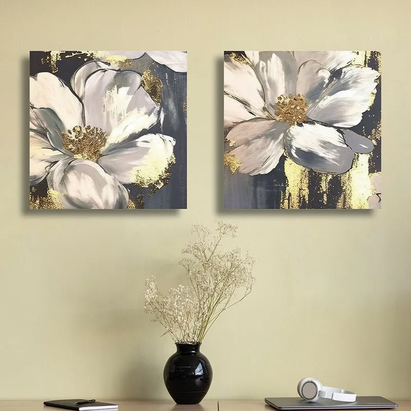 Strokes Of Daisy Canvas Wall Art - Set Of Two media 1