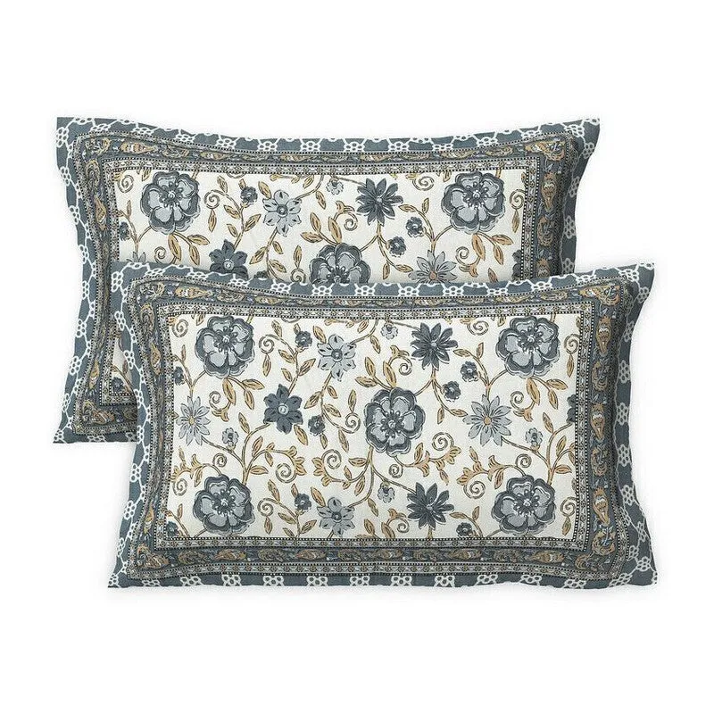 Petalet Cotton Bedsheet (Grey,Ivory) - 240 TC media 6