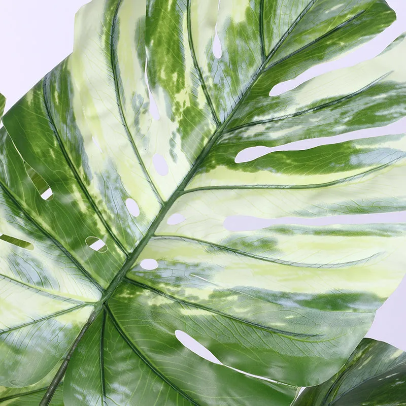 Vaiga Artificial Variegated Monstera With Black Plastic Pot - 5 Feet media 5