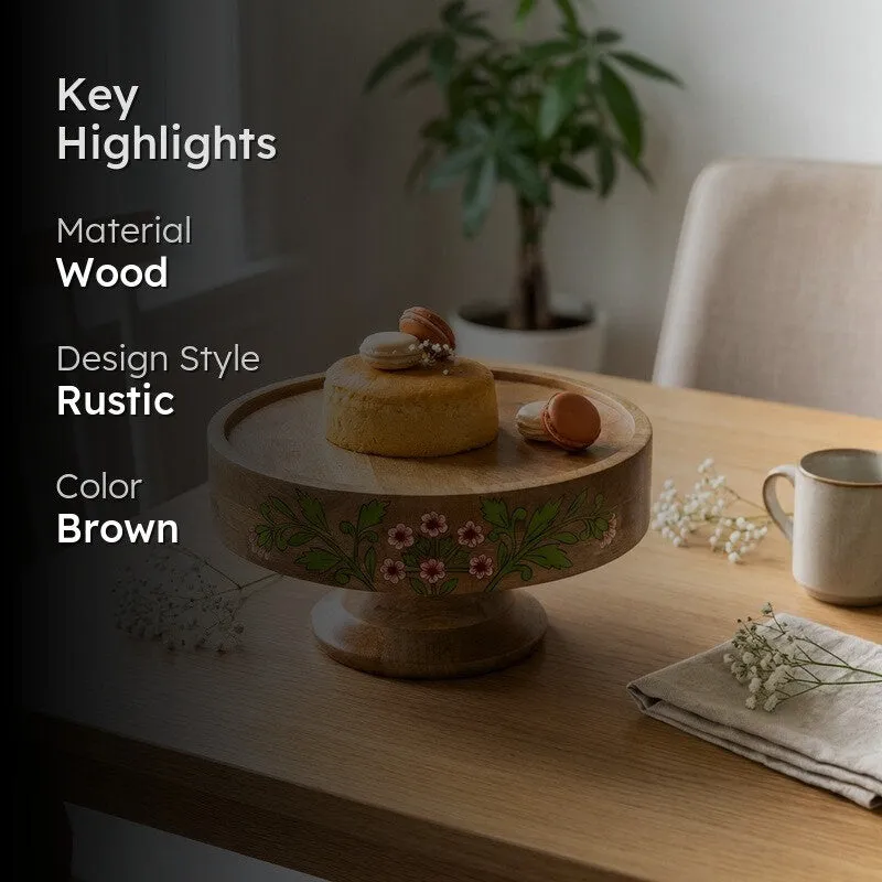 Bloom Delight Floral Wooden Cake Stand media 2
