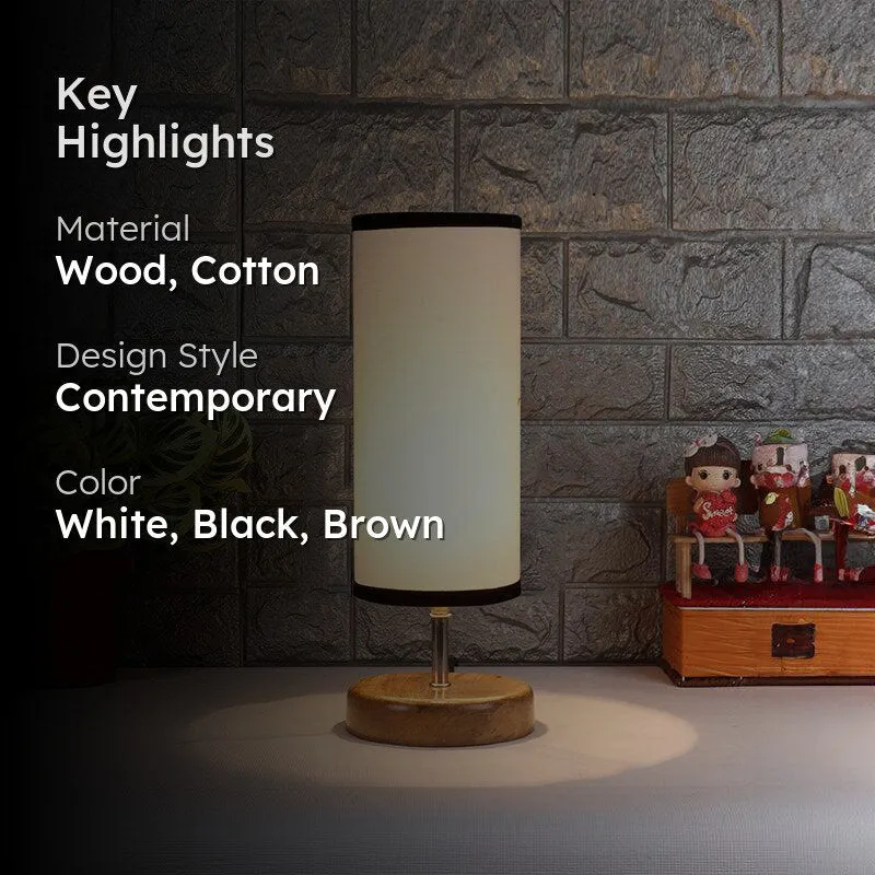 Hisha Wooden Table Lamp - White,Black,Brown media 2