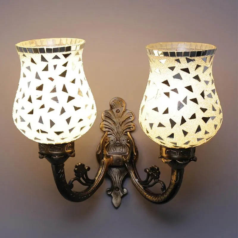 Asta Retro Mosaic Glass & Metal Wall Lamp media 1