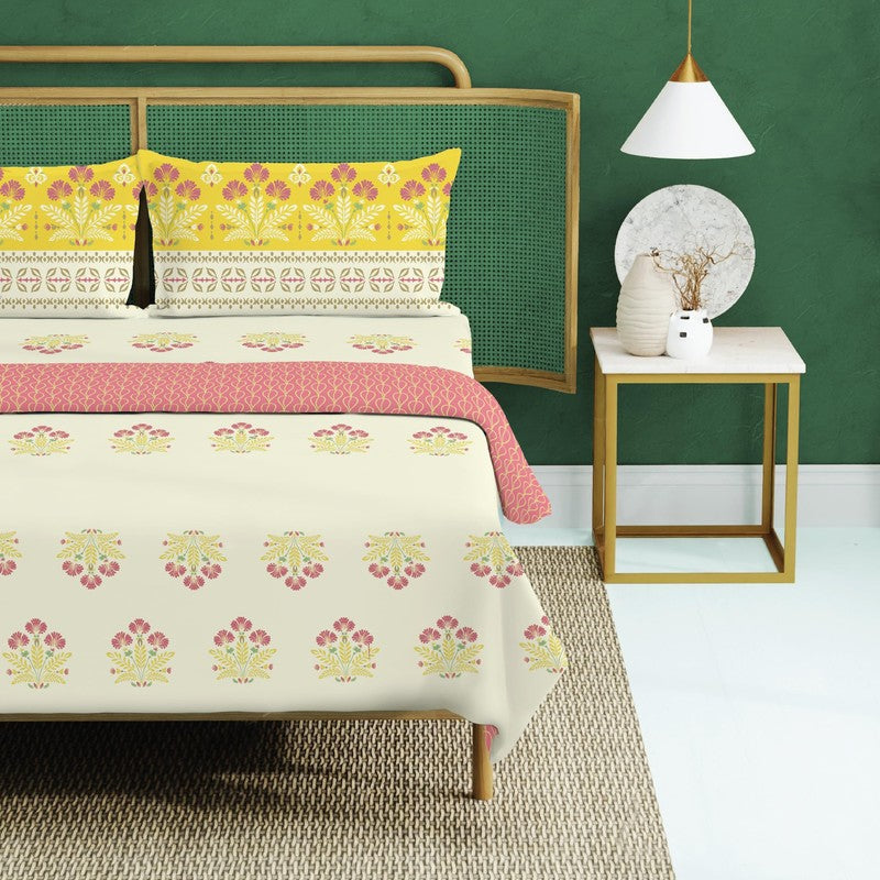 Urban Space Ethnic Yellow Cotton Bedding Set (200 TC) - Four Piece Set media 5