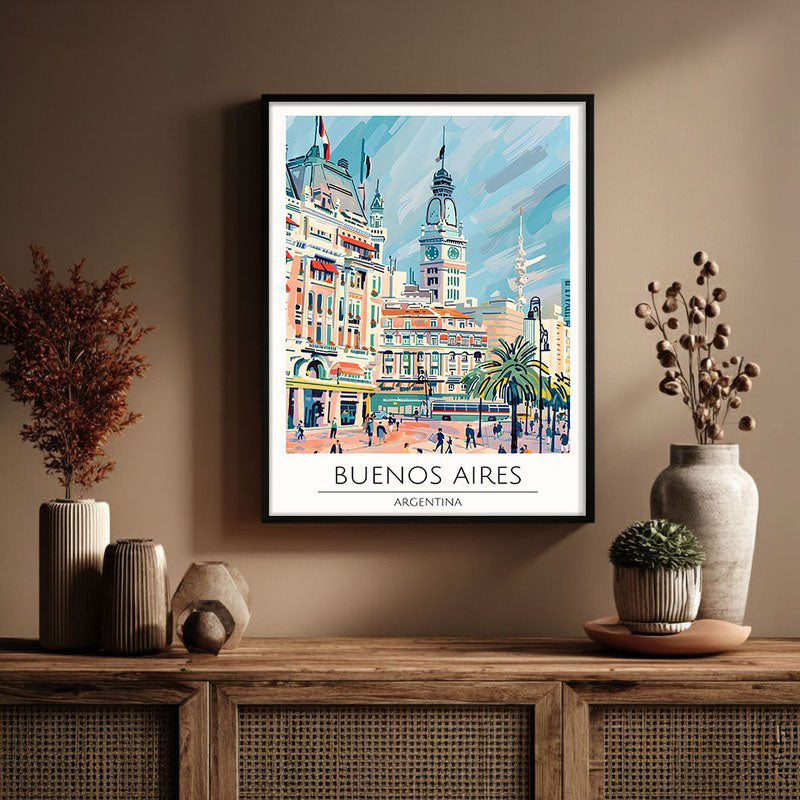 Vintage Buenos Aires Framed Canvas Wall Painting media 3