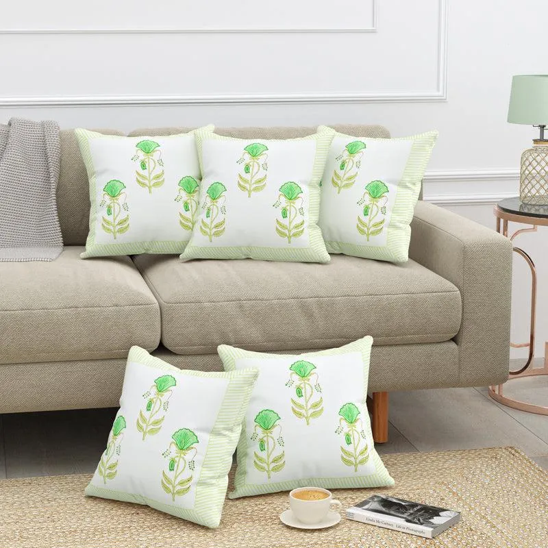 Champa Chandhan Jaipuri Cotton Cushion Cover - Set Of Five media 1