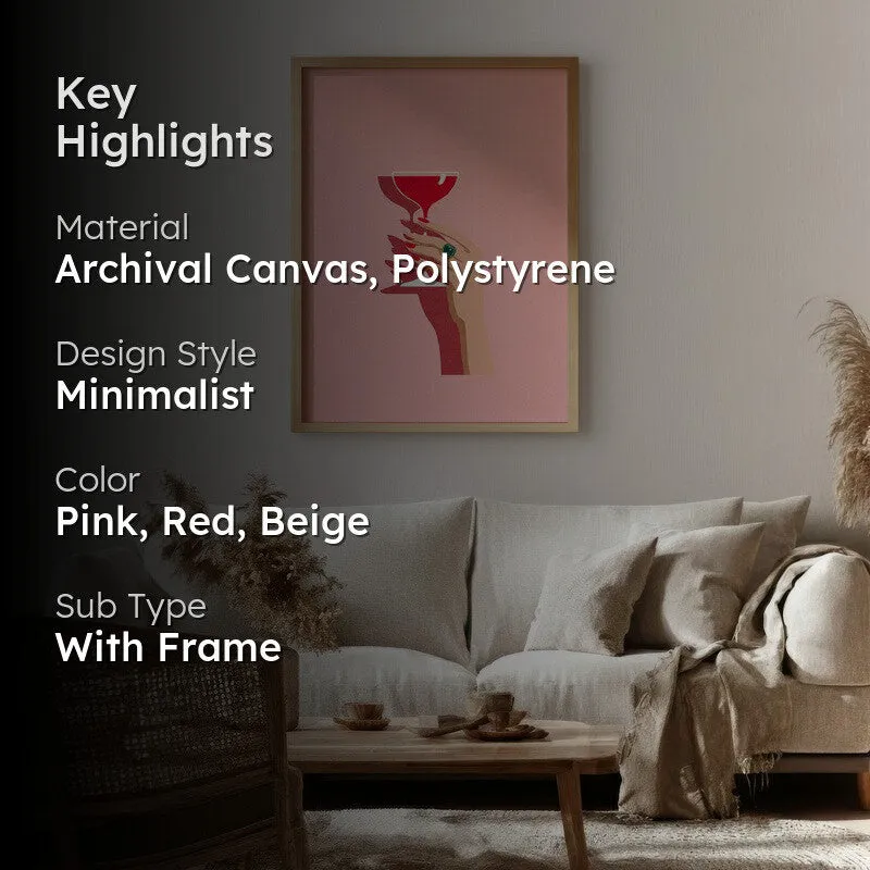 Pink Palette Canvas Wall Painting - Brown Frame media 2
