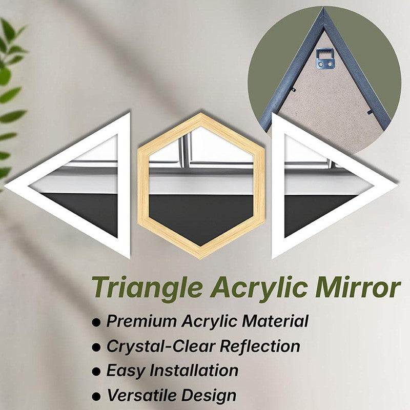 Facet Glow Wall Mirror (White,Beige)- Set of Three media 6