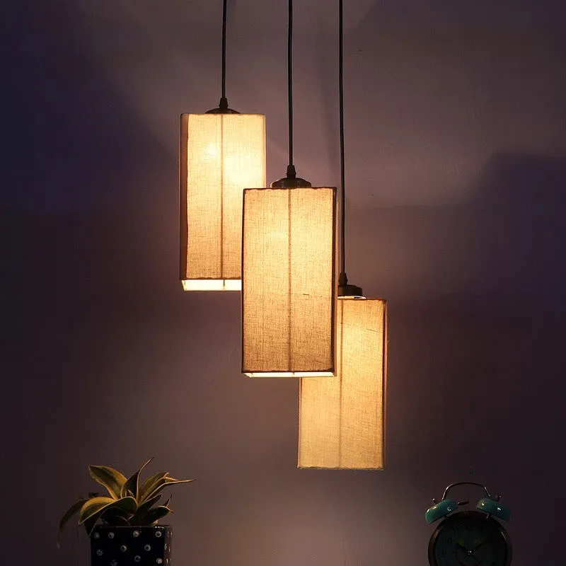 Warm Ivory Triple Metal Ceiling Lamp - Grey media 1