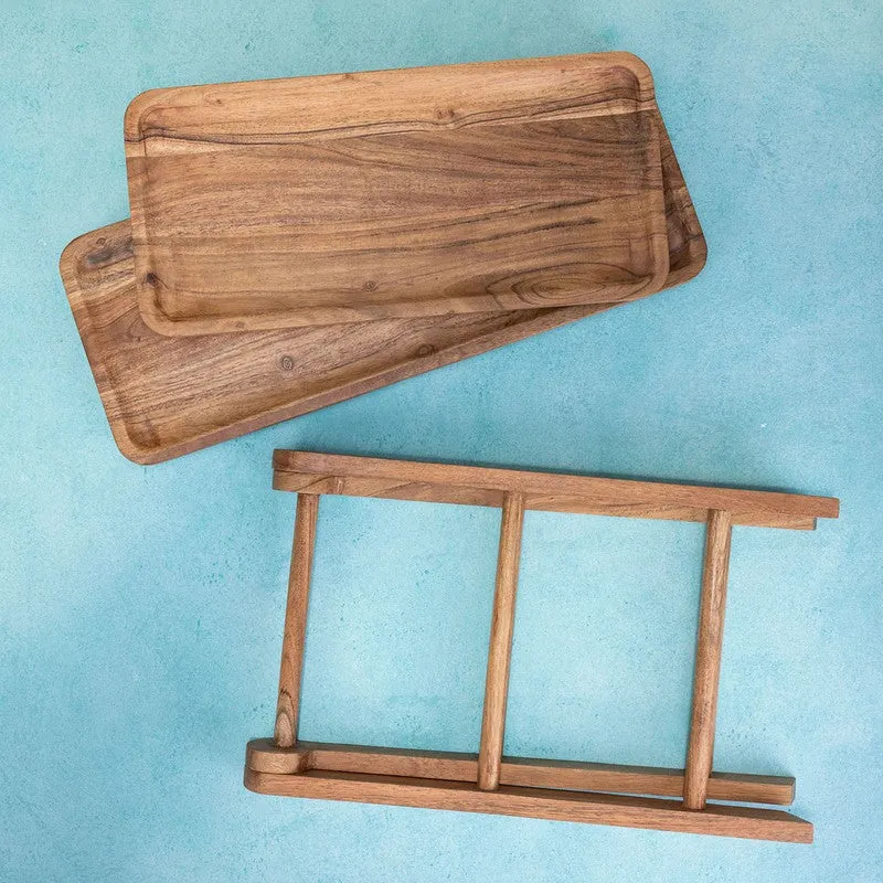 Oak Aura Party Wood Platter - Four Piece Set media 6