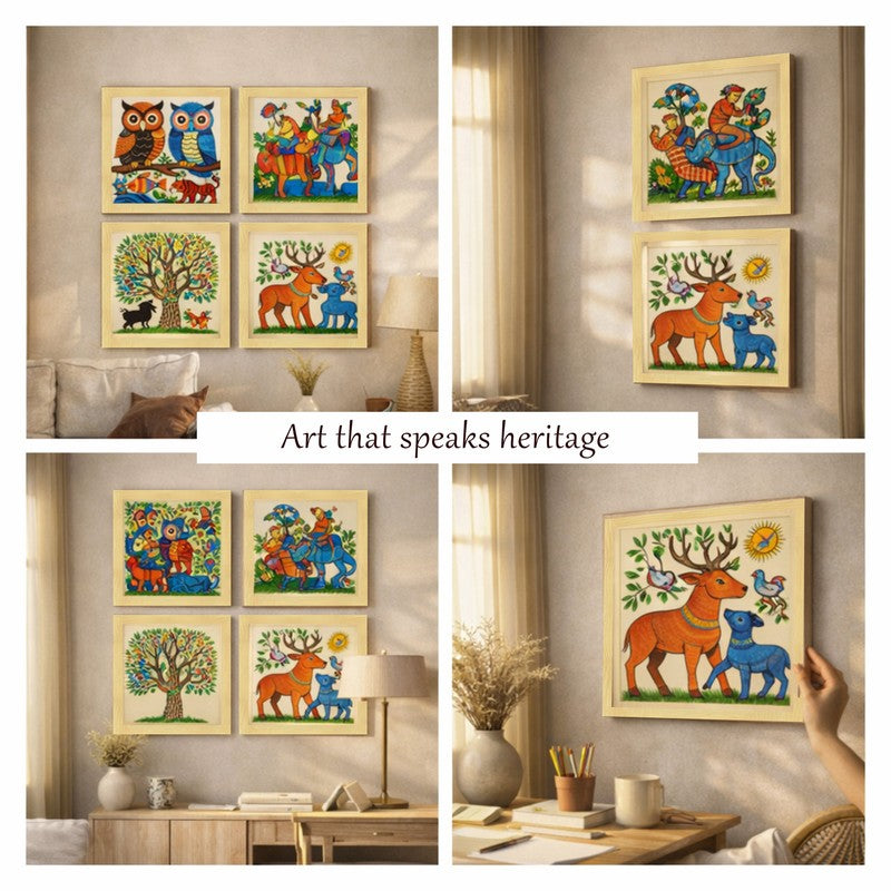 Colorful Tribal Folk Paper Wall Art - Set Of Four media 7