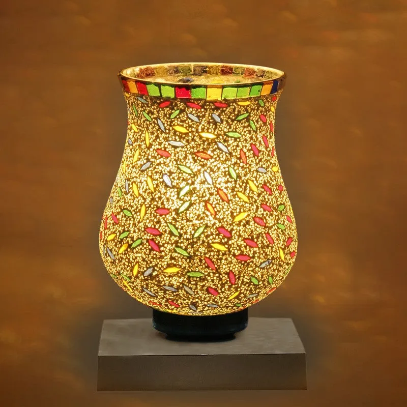 Galaxy Mosaic Glass Table Lamp With Wooden Base - Multicolor media 8