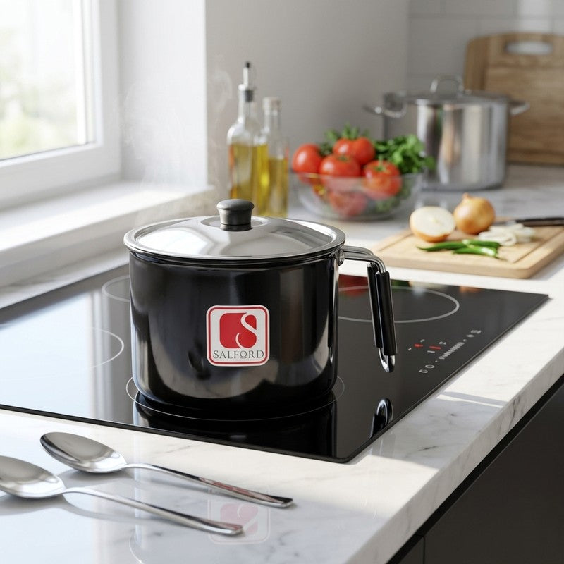 Salford Hard Anodised Sauce Pan with Lid (Black) - 2250 mL