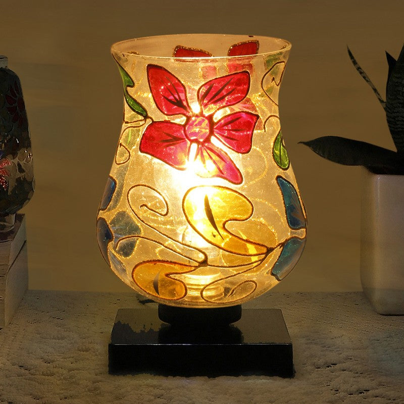 Levora Mosaic Glass & Wooden Table Lamp - Multicolor