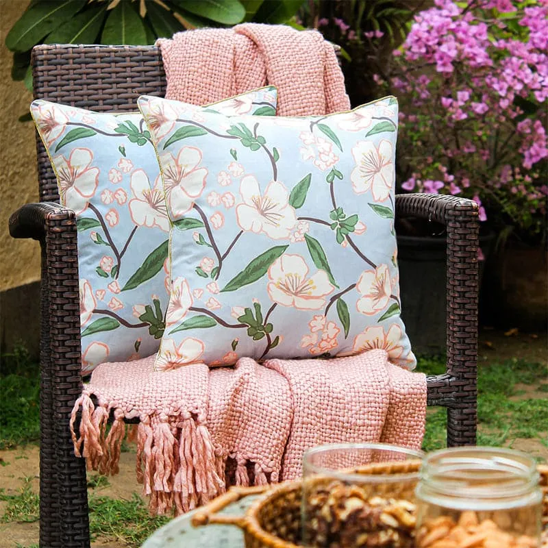 Bageecha Blooms Cushion Cover (Blue) - Set Of Two media 1