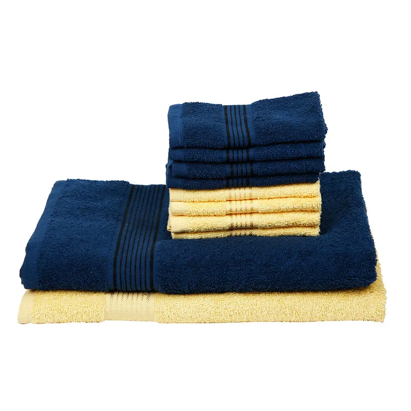 Comfora Bath & Face Towel Set (Blue,Yellow) - Ten Piece Set media 3