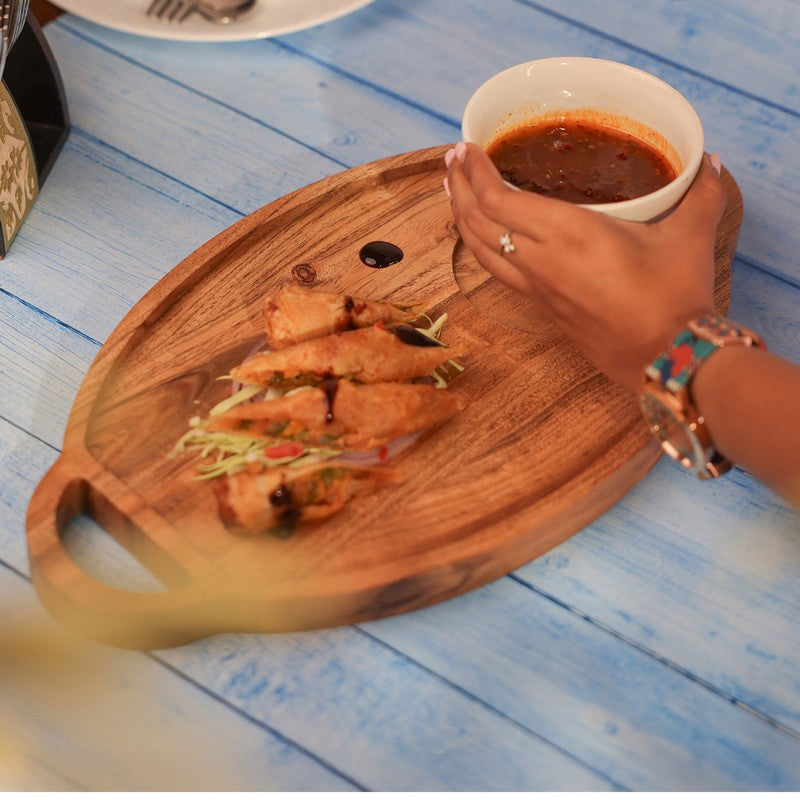Nature Nest Sharing (Wood,Ceramic) Platter - Two Piece Set