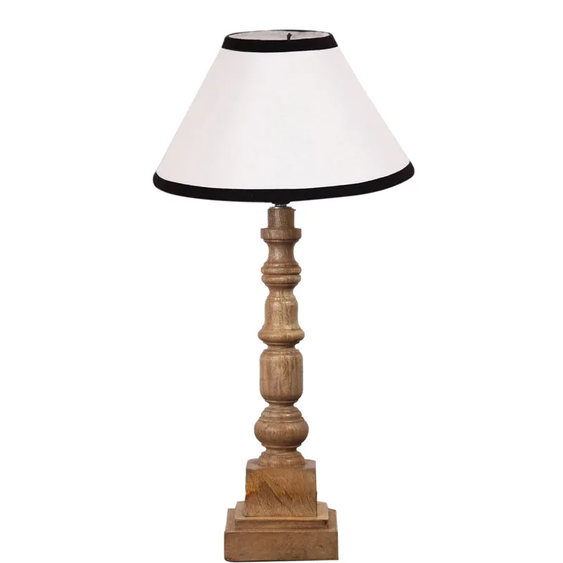 Cotin II Stripe Arbor Wooden Table Lamp - White,Brown media 6