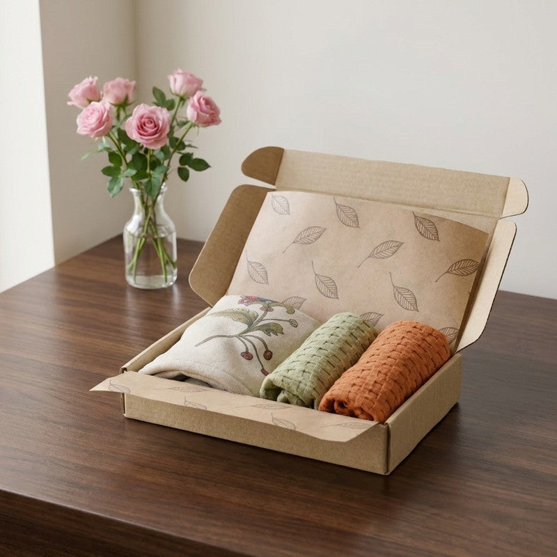 Plushara Bamboo Cotton Hand Towels with Box - Set Of Three