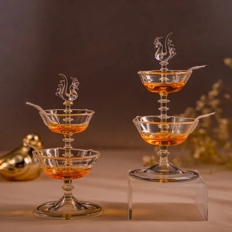HaloGlow Glass Diya - Set Of Two media 5