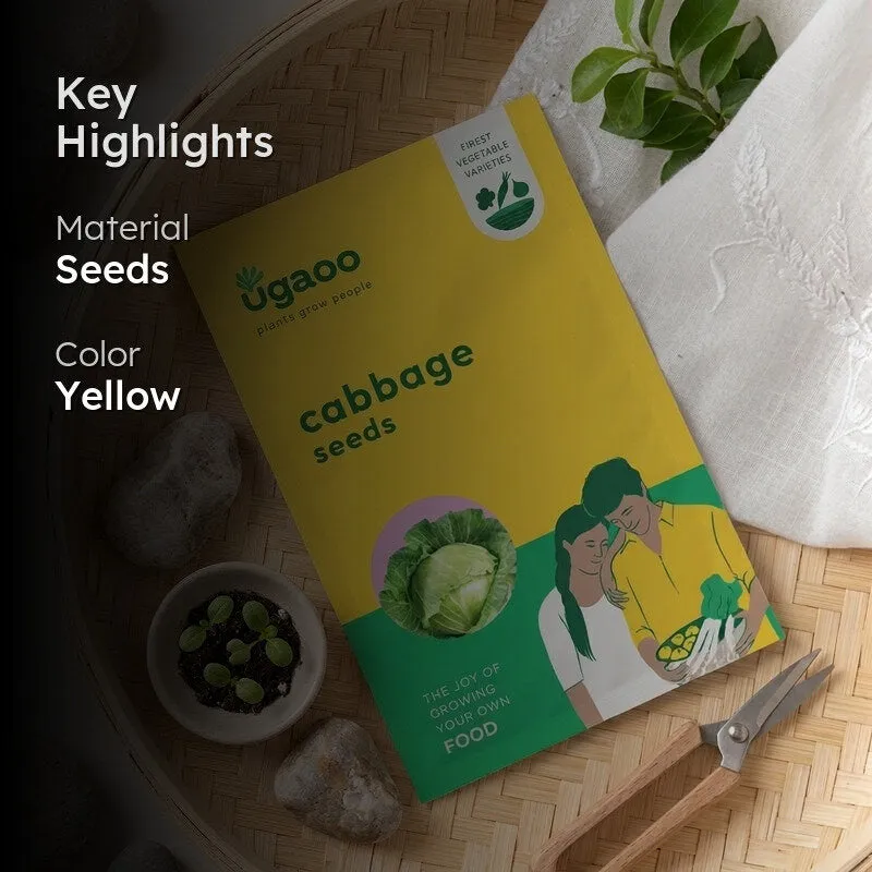 Highlight graphic showing the yellow cabbage seeds packet.
