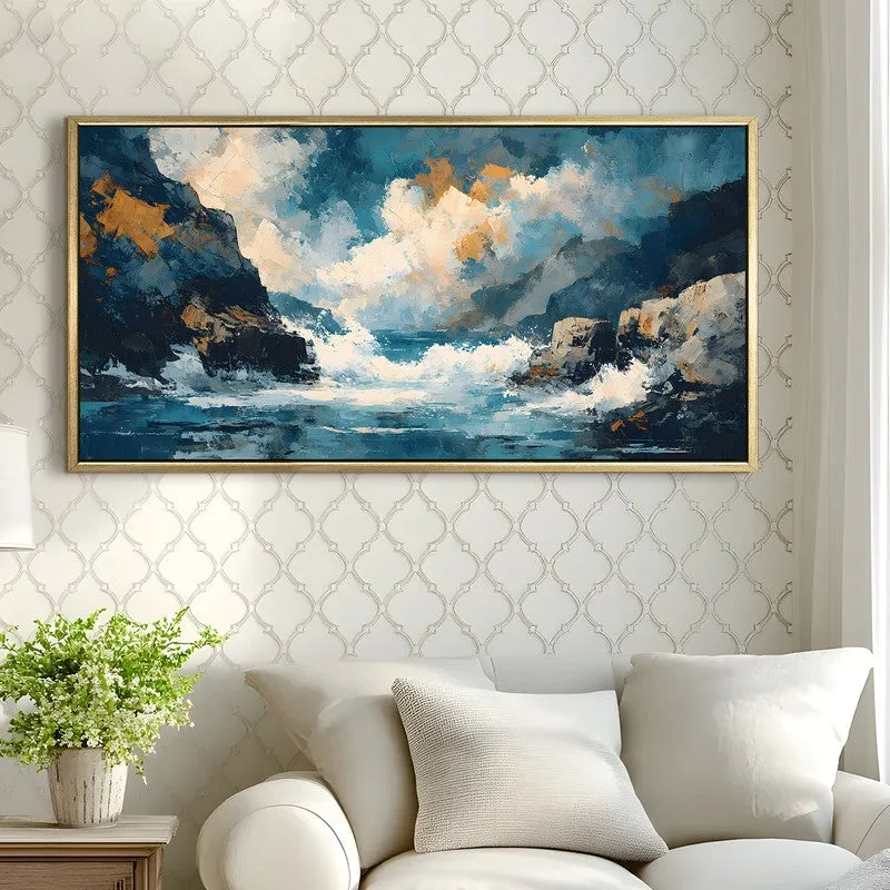 Roaring Tides Canvas Wall Painting With Frame media 4