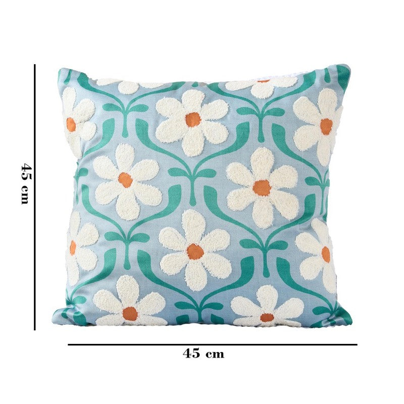 Daisy Green Petals Cotton Velvet Cushion media 5