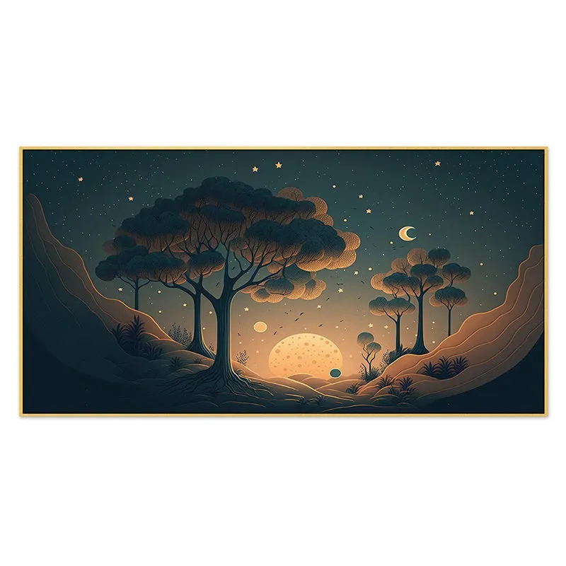 Midnight Moonrise Canvas Wall Painting media 3