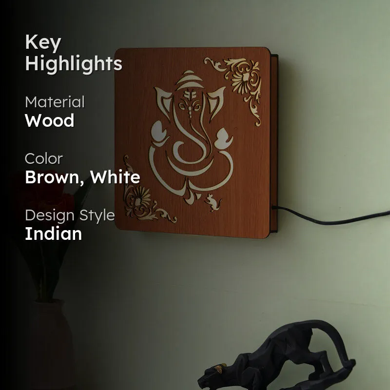 Ganesha Aura LED Wooden Wall Lamp media 2