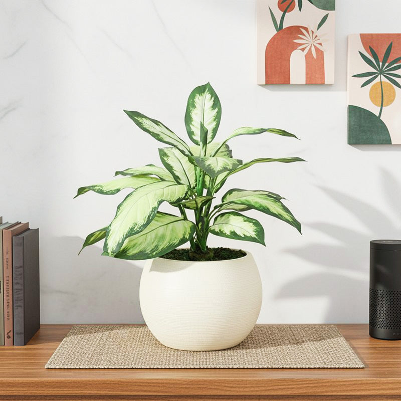 Serene Sprout Artificial Plant With Black Plastic Pot