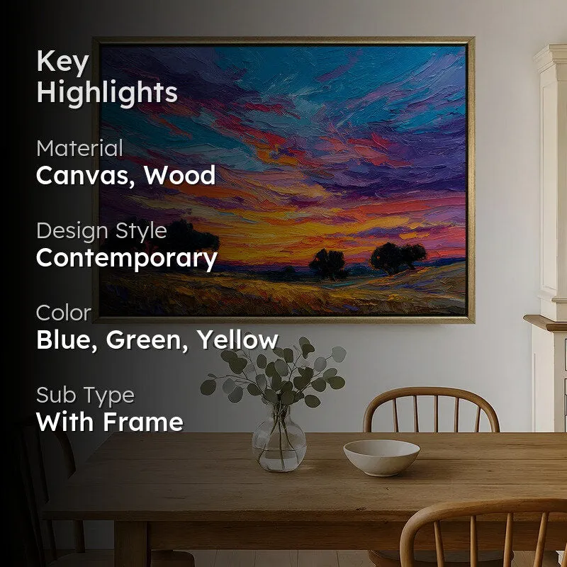 Stormlit Meadow Canvas Wall Painting With Frame media 2
